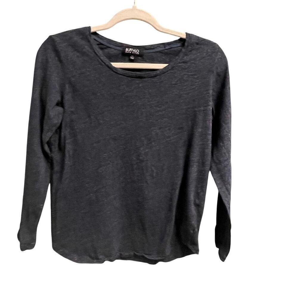 Buffalo David Bitton Sz Small Long Sleeve Slub Navy Basic Layering Casual Top
